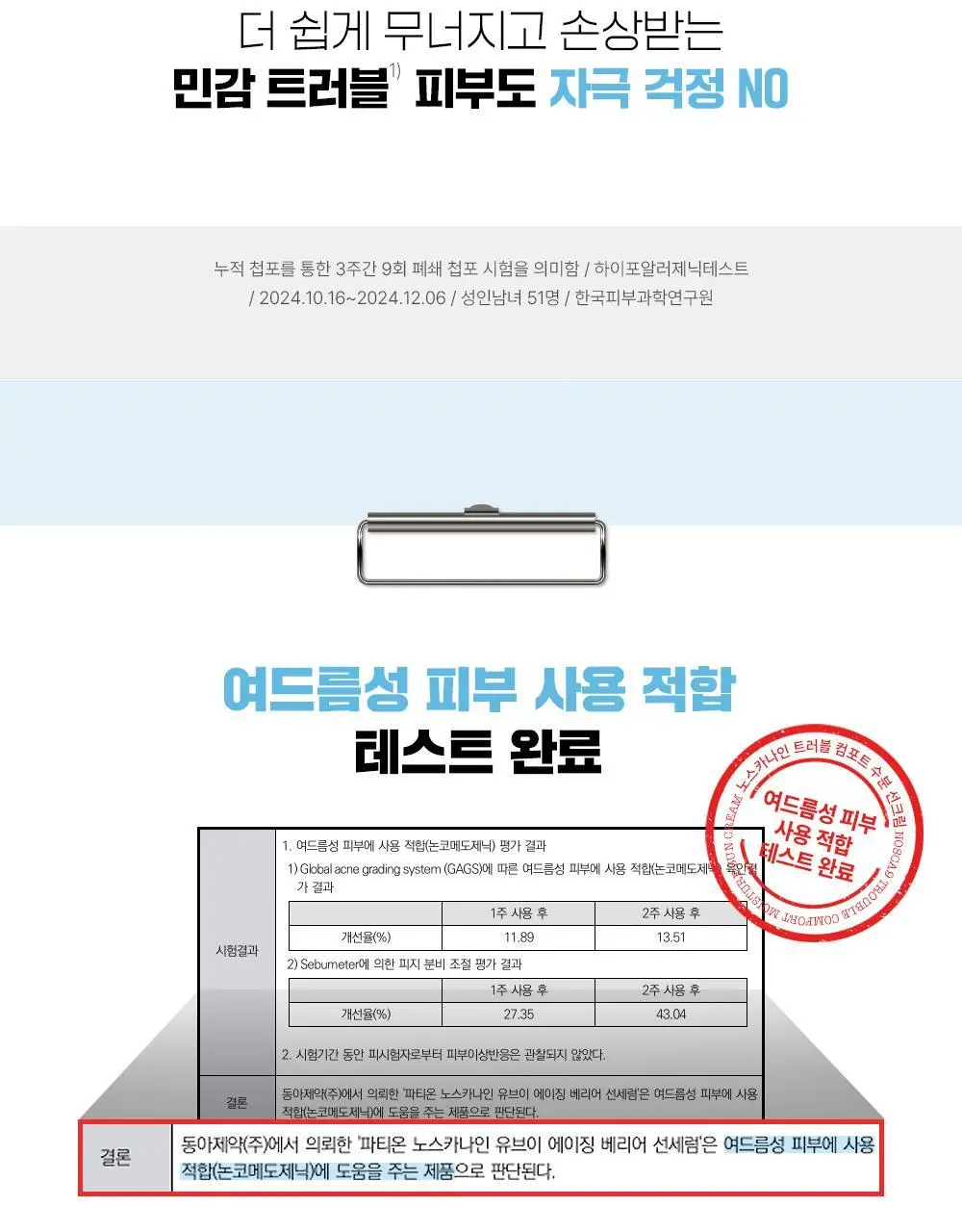 [단독기획] 파티온 노스카나인 트러블 컴포트 수분 선크림 40ml 2입(더블) 기획 상세페이지 12